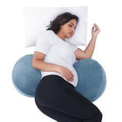 Yunari W-shape pregnancy pillow supports belly and back for side sleepers.