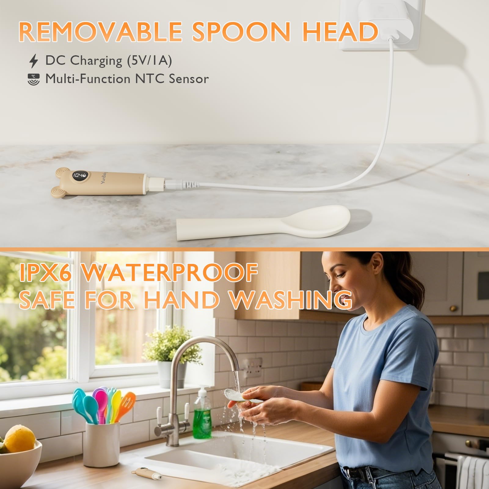 YunBaby left-hand reading instruction helps caregivers check temperature easily