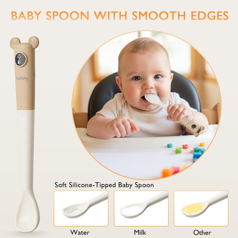 YunBaby thermometer display close-up showing real-time temperature