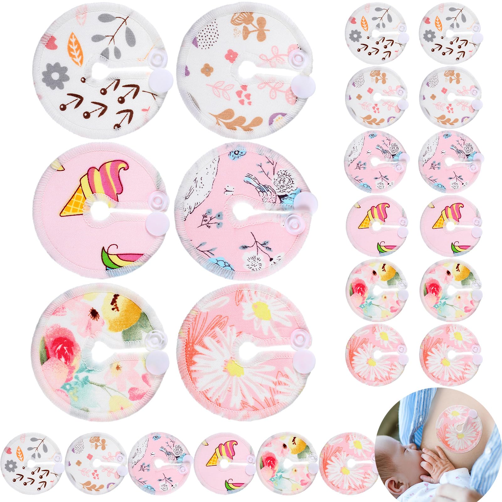 Yungyan G tube pads with floral design for soft leak protection and comfort.
