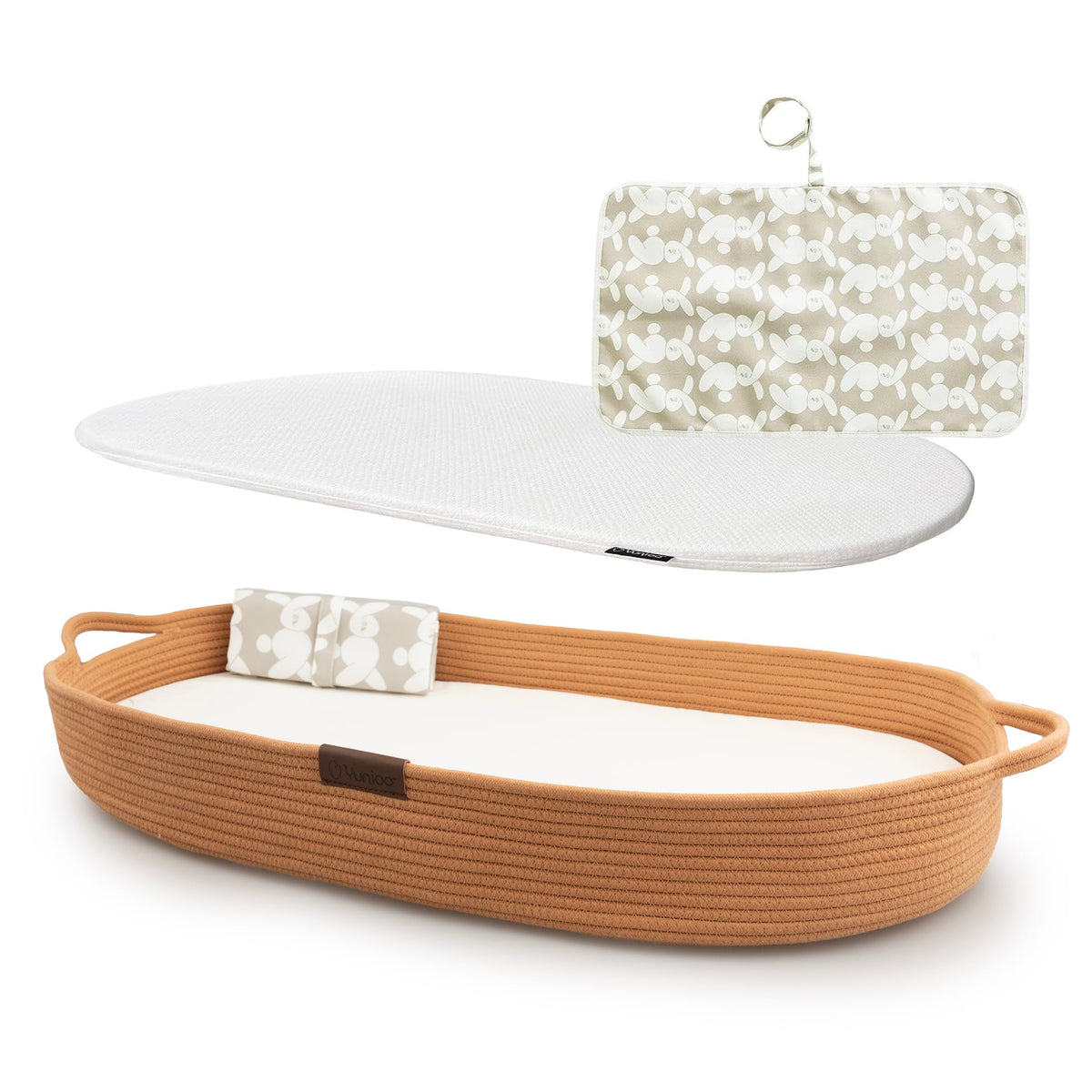 Yunioo baby changing basket is portable for travel and on-the-go diapering.