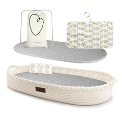 Yunioo changing basket with soft rope edges for newborn diaper changes.