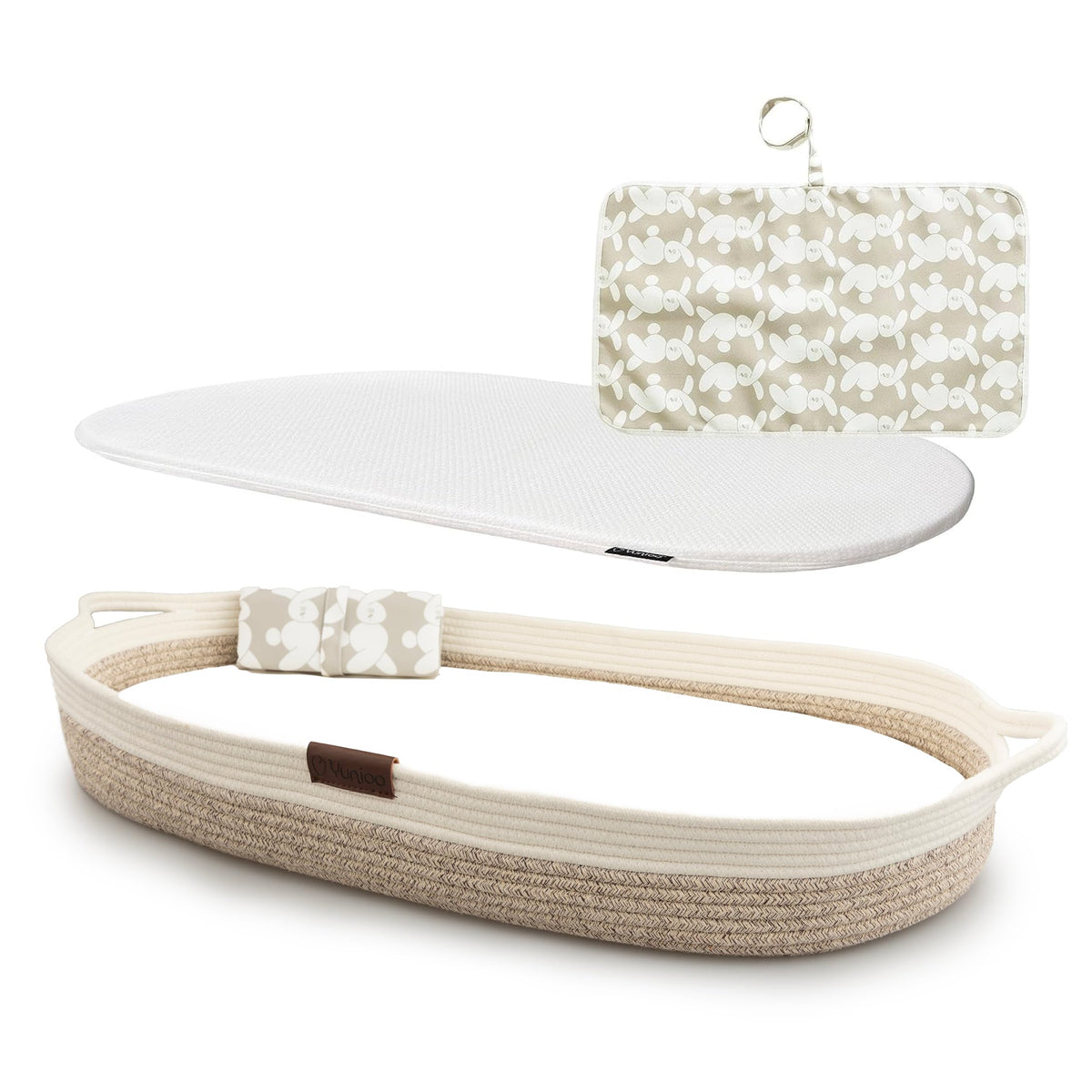 Yunioo changing basket closeup of cotton rope showing softness for newborn skin.