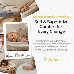 Yunioo foam mattress on the changing pad providing cushioned support
