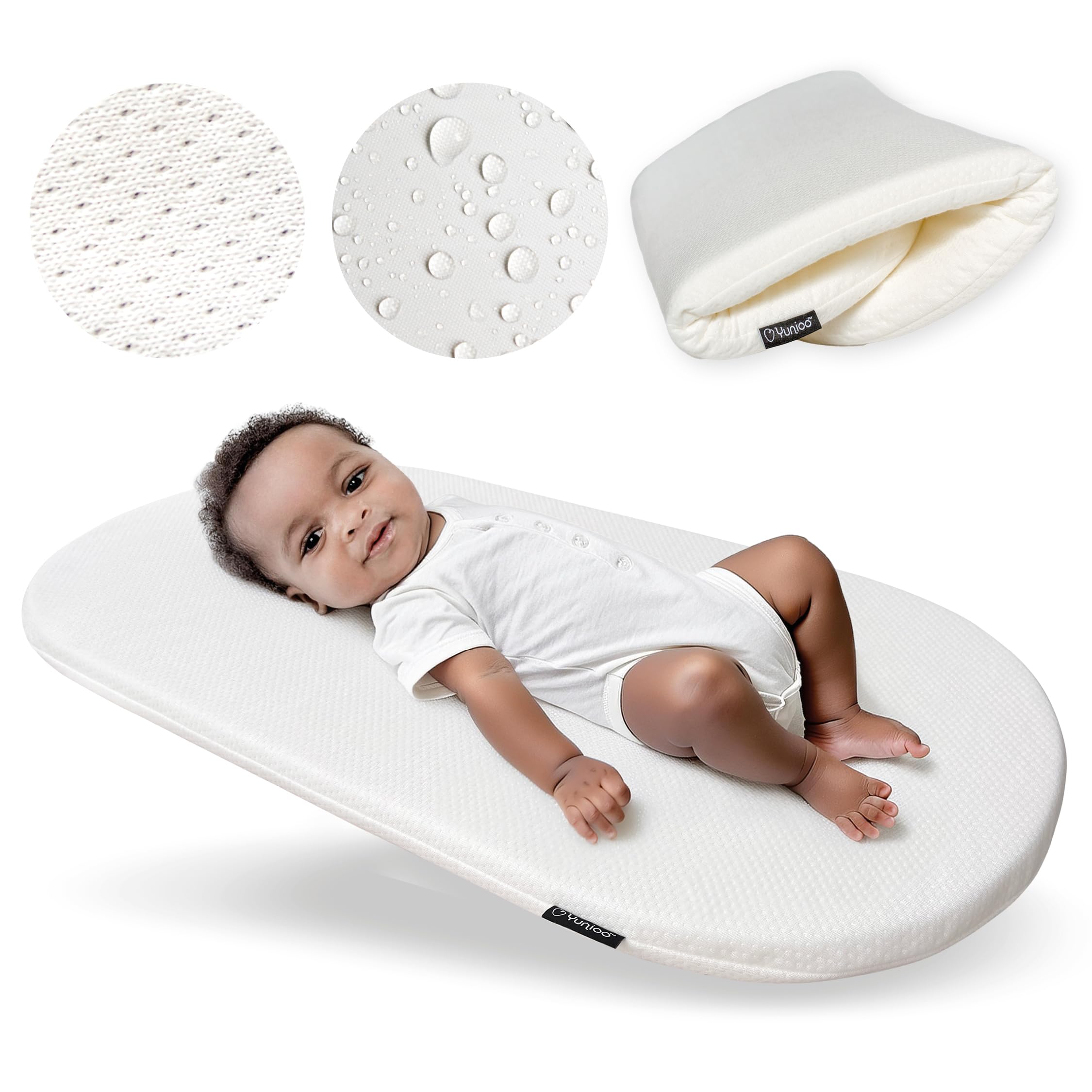 Yunioo foldable baby changing pad with soft bamboo cover for gentle diaper changes