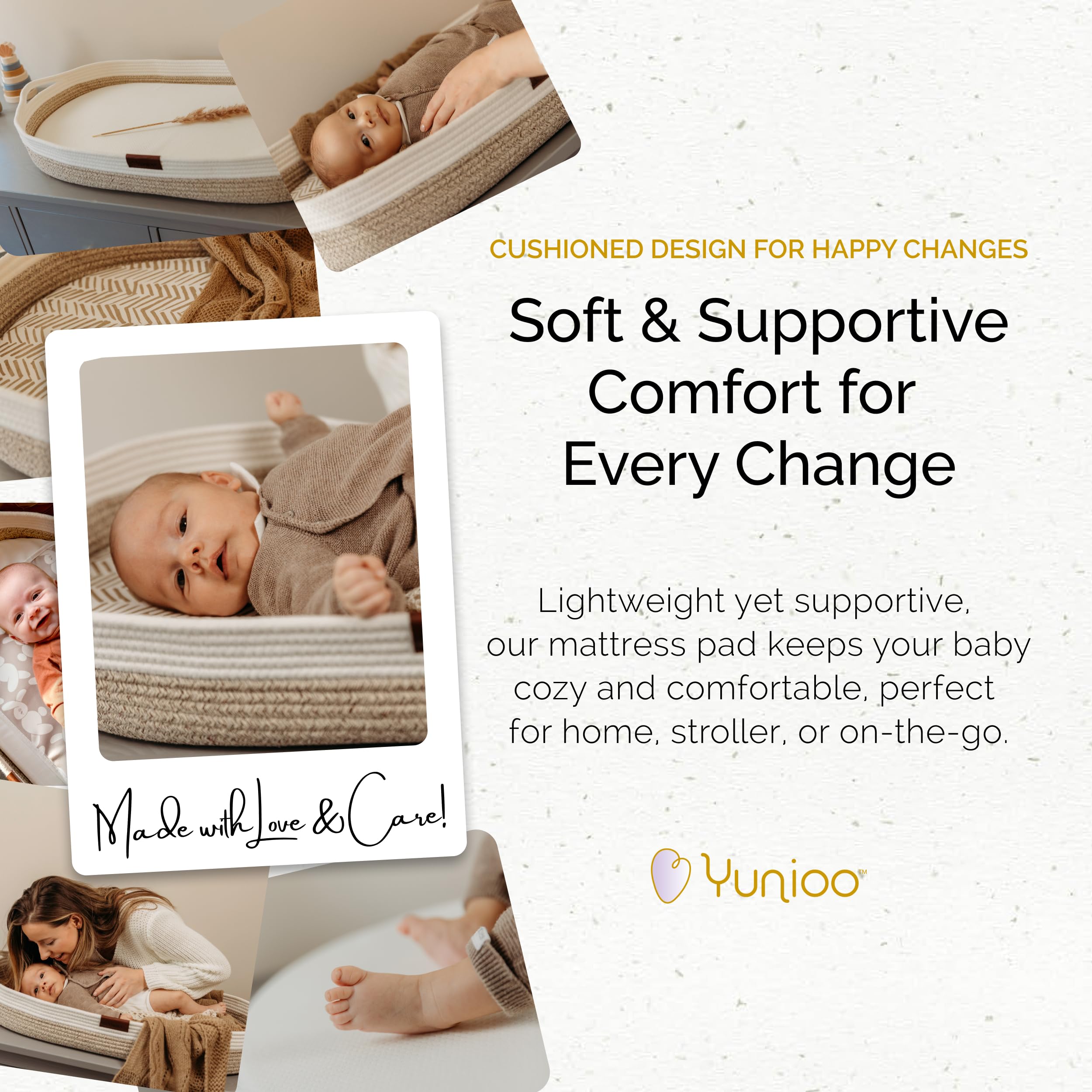 Yunioo foldable changing pad with 1-2 inch foam core for comfort