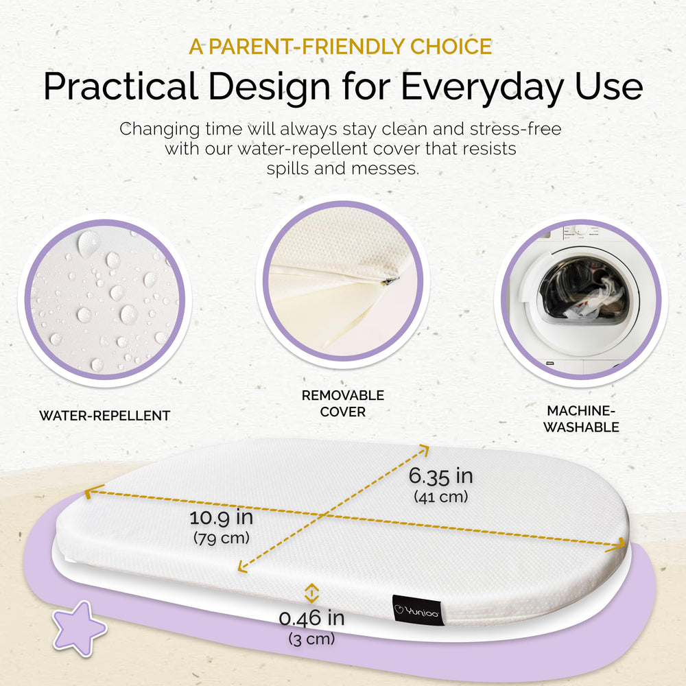 Oval mattress size 31 by 16 inches fitting changing stations