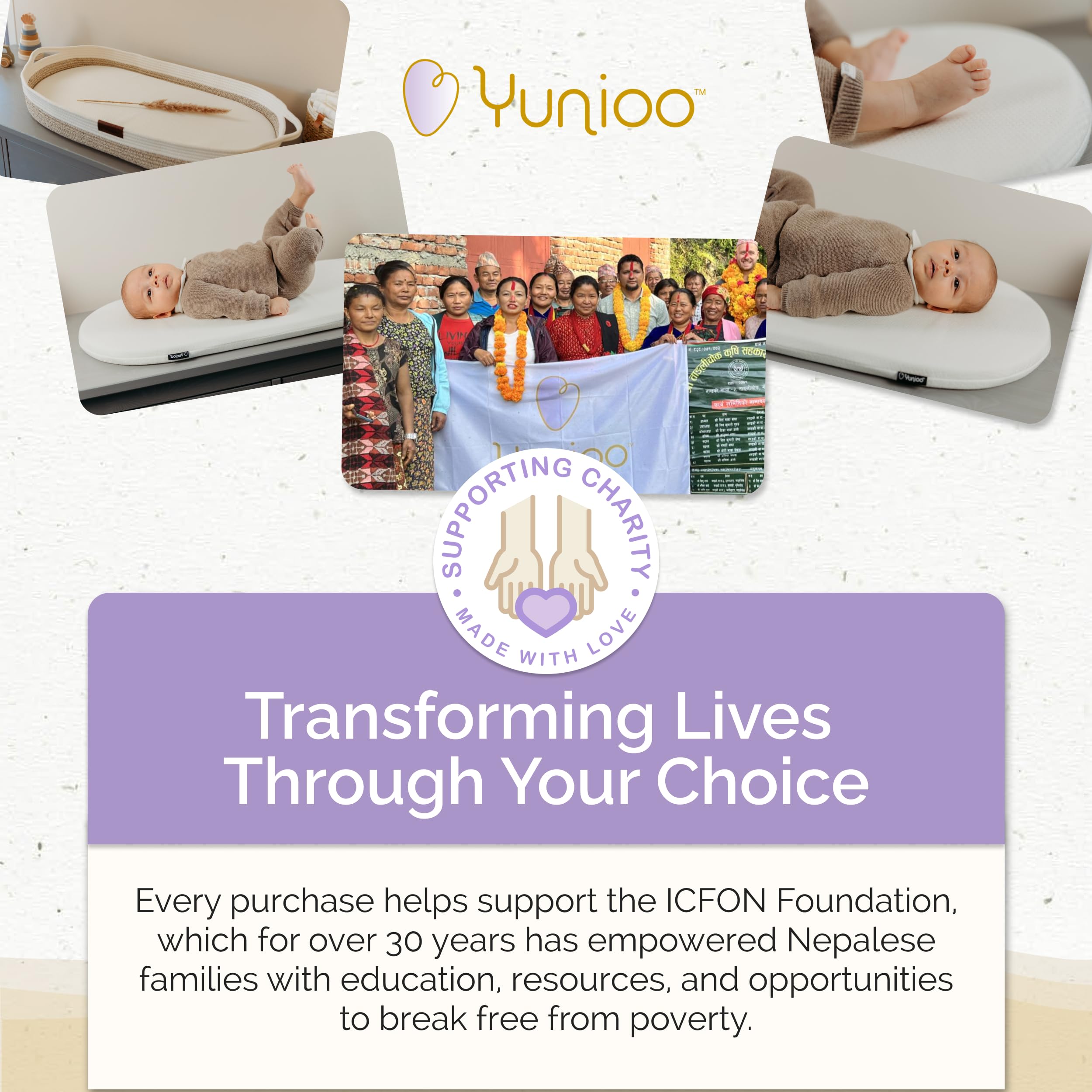 CPSC safety-compliant Yunioo changing pad for safe diaper changes