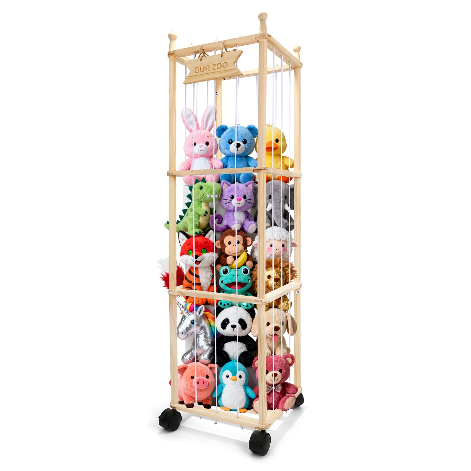 YunSheCSBS stuffed animal storage organizer with wheels for easy mobility