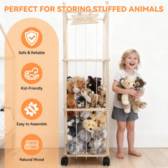 YunSheCSBS wooden animal storage display keeps plush toys organized