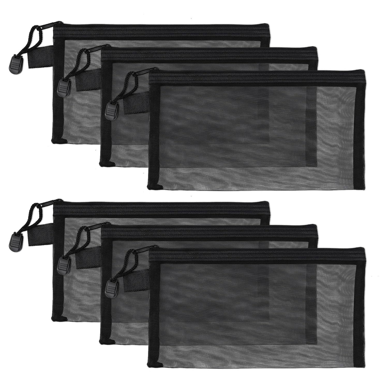Yuntop mesh pouch A4 front view showing clear organization for cosmetics and travel.