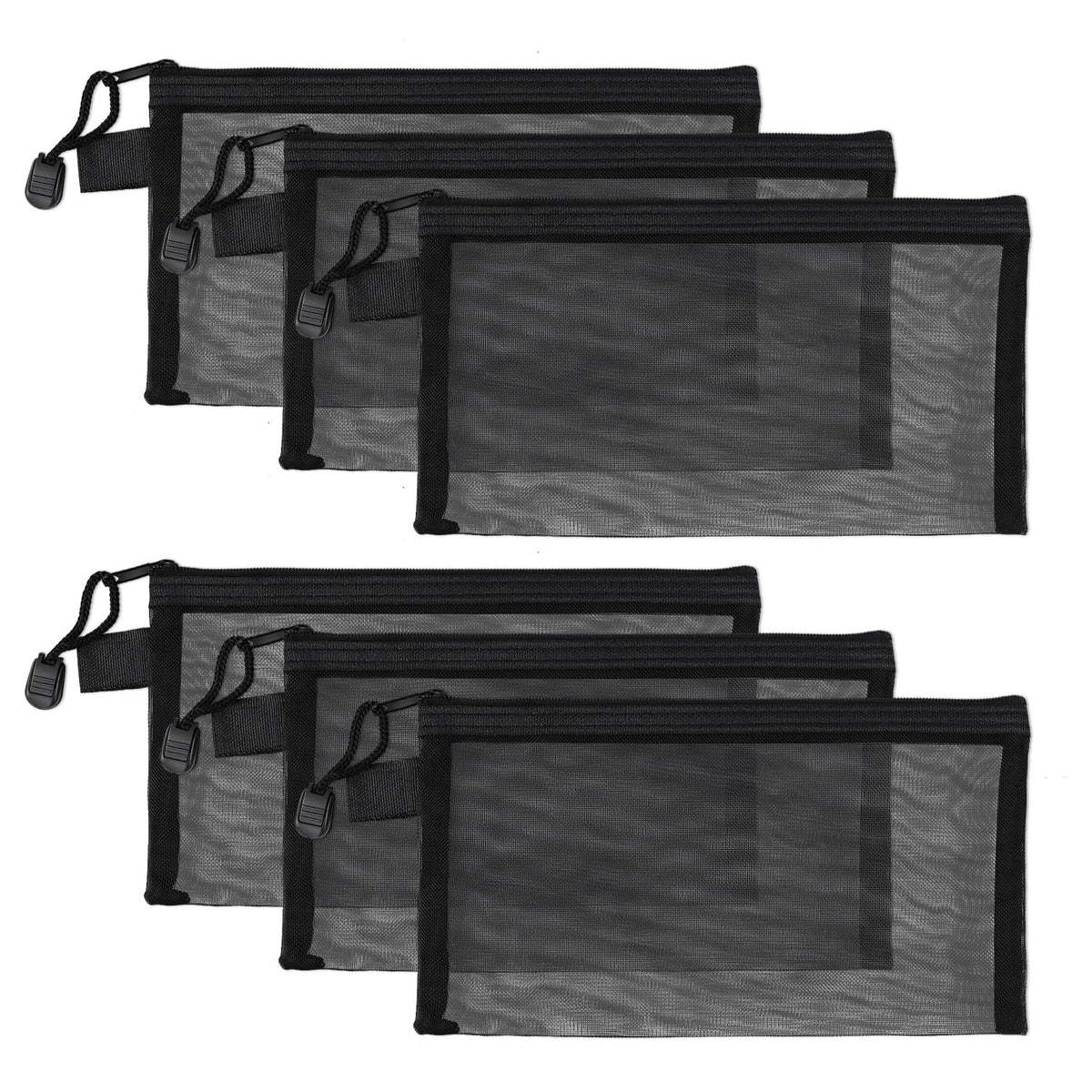 Yuntop mesh pouch A4 front view showing clear organization for cosmetics and travel.