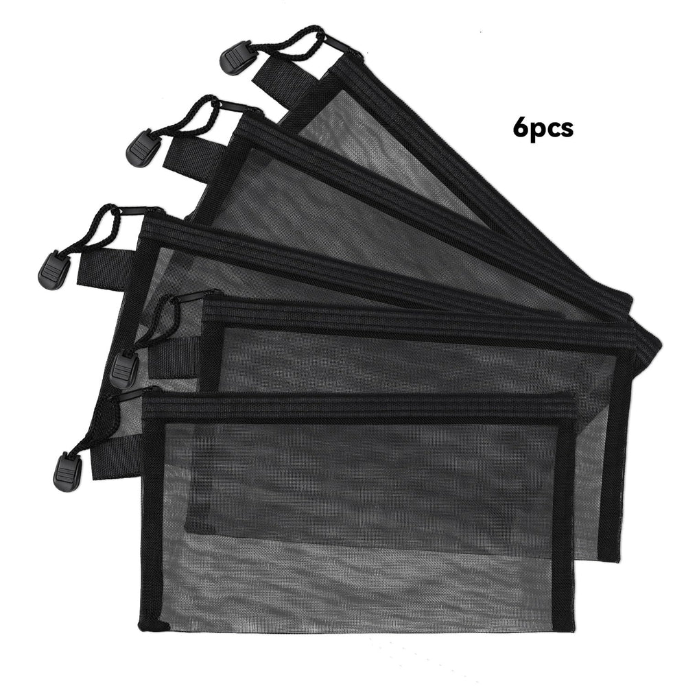 Yuntop mesh pouch for makeup and cosmetics with secure zipper closure.