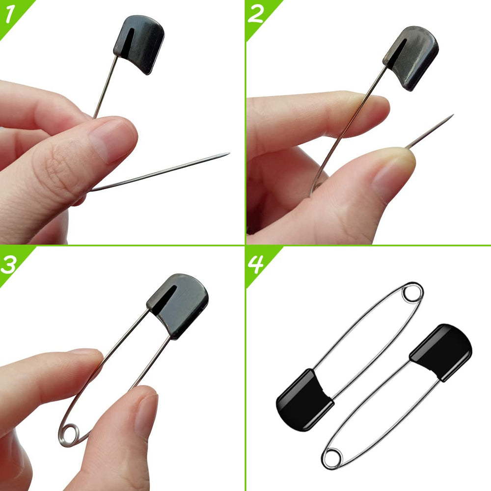 Close-up of Yuntop plastic-head safety pin preventing rust and bending.