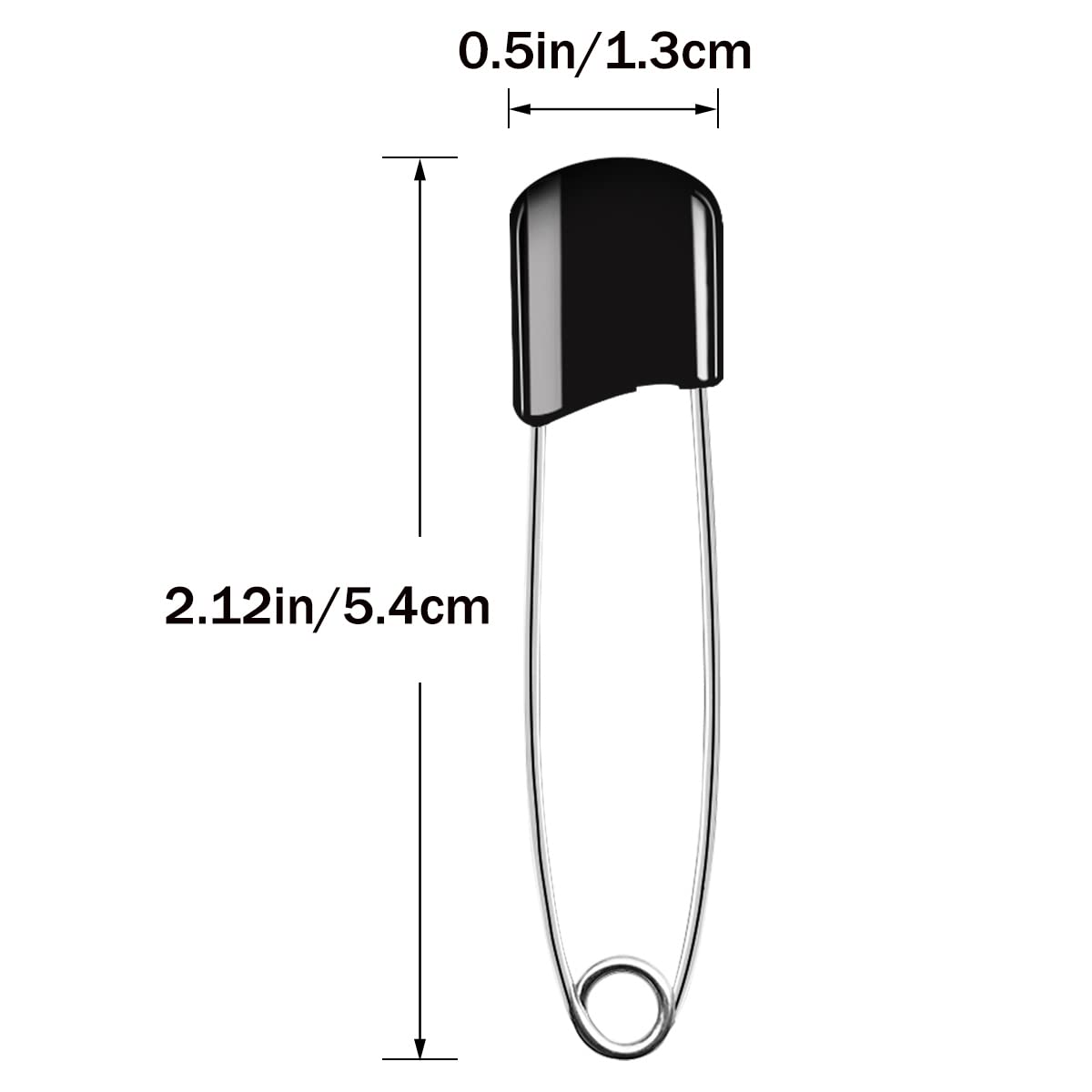 Yuntop safety pin showing stainless steel needle and durable plastic head.