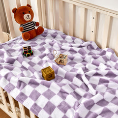 Yurhap purple ultra-soft fleece baby blanket ready for nap time.