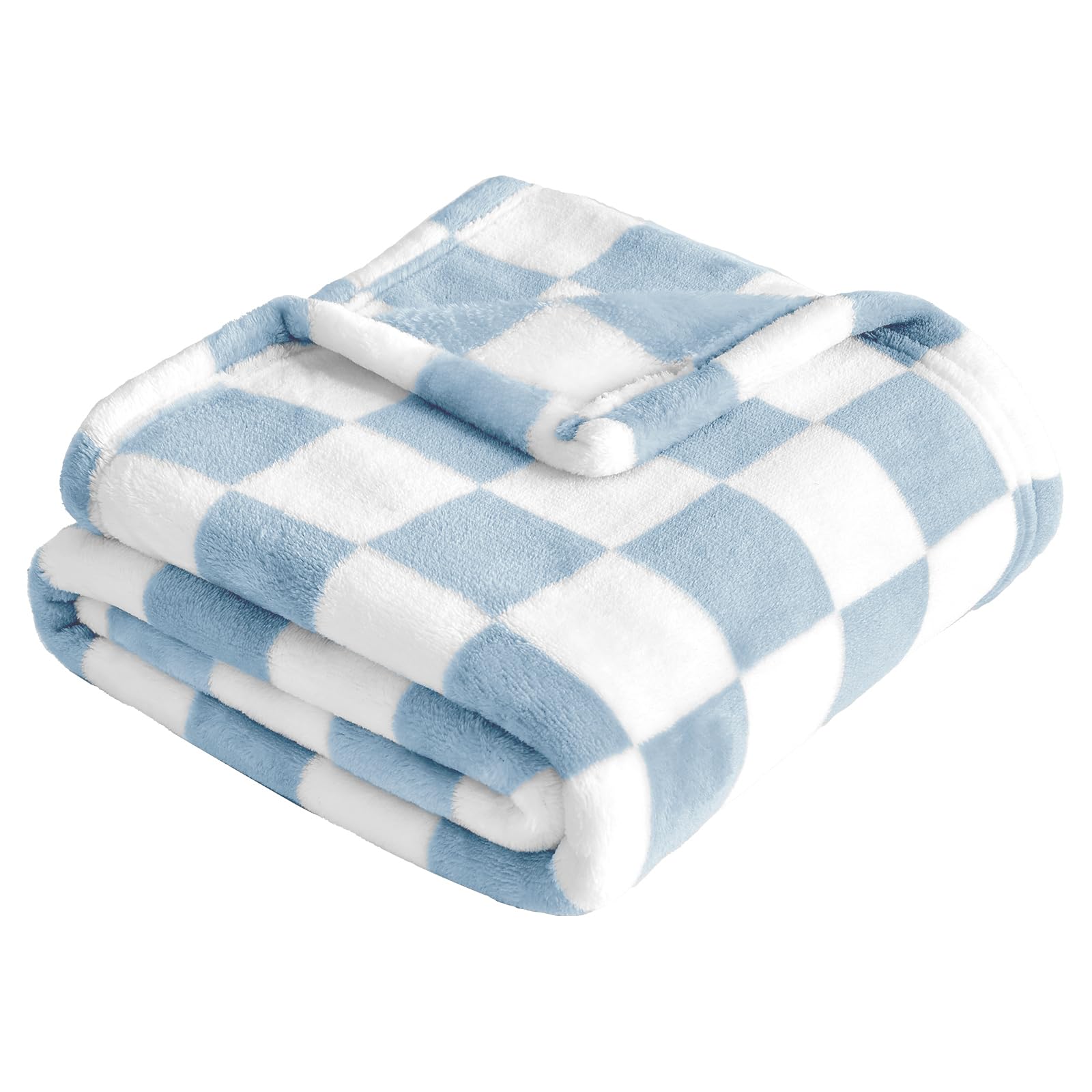Yurhap checkered baby blanket blue fabric texture highlights softness and warmth for daily use.