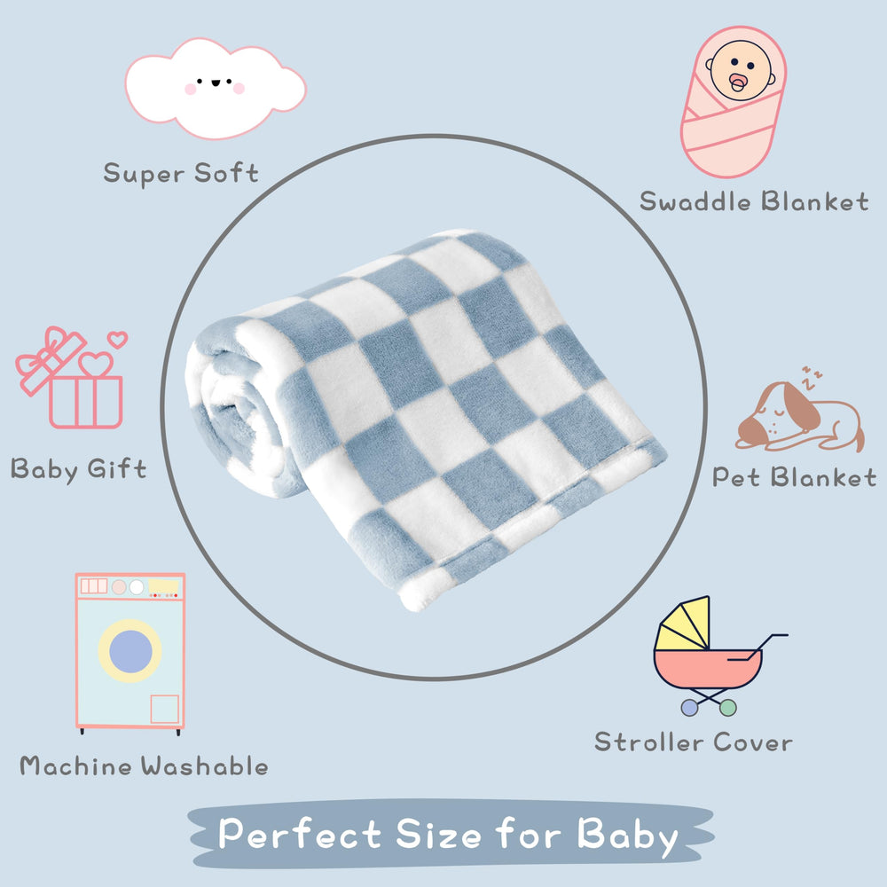 Yurhap checkered baby blanket blue nursery decor adds stylish, modern flair to a crib setup.