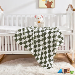 Yurhap checkered baby blanket 30x40 size shown for crib use