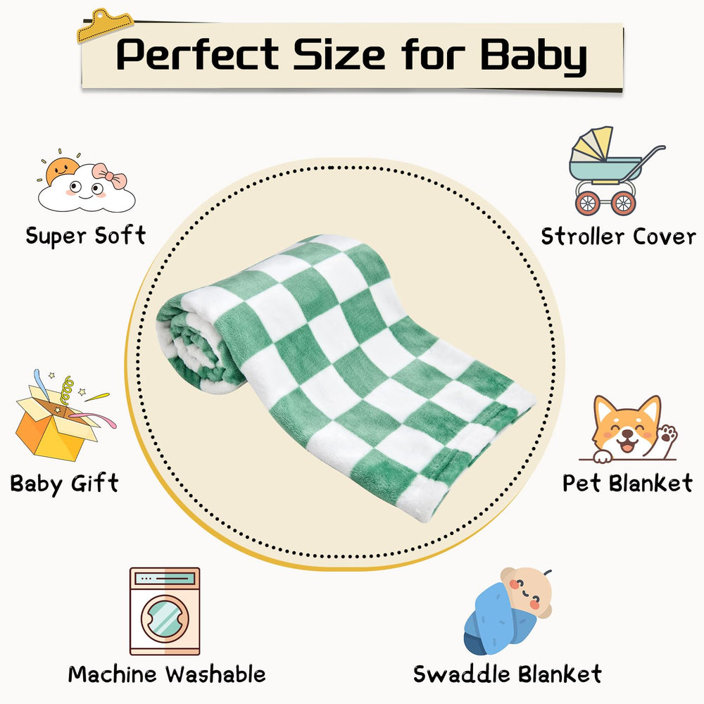 Yurhap checkered baby blanket jade-green tone adds color to stroller.