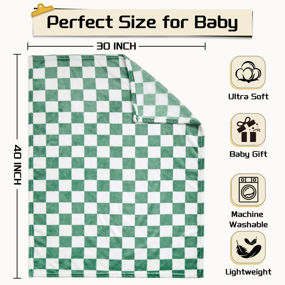 Yurhap checkered baby blanket nursery image emphasizes soft texture for cuddle.