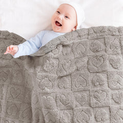 Yurhap oxford tan fleece baby blanket draped over a stroller for on the go warmth