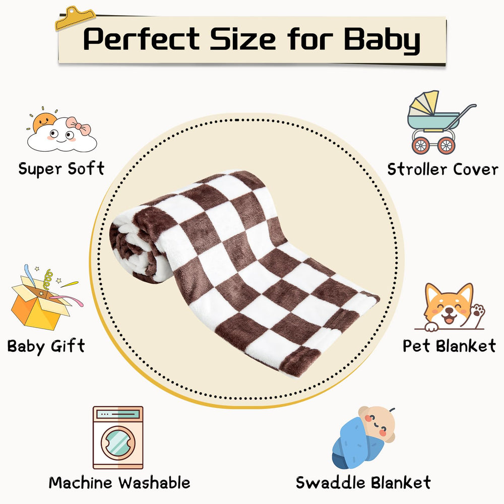 Yurhap gift-ready checkered blanket communicates thoughtful baby shower or newborn gift appeal.