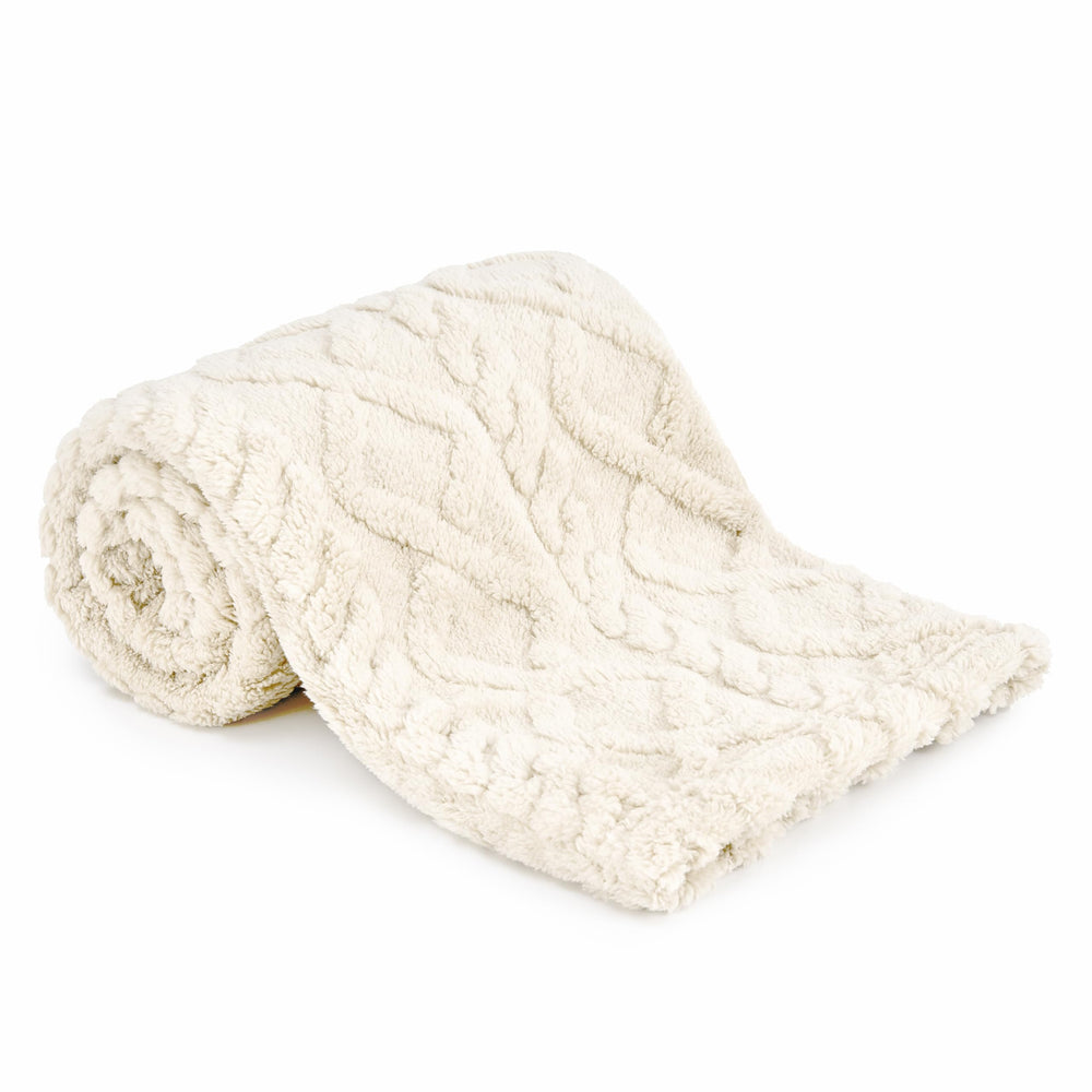 Yurhap Sherpa fleece baby blanket with cream pattern for stylish nursery decor