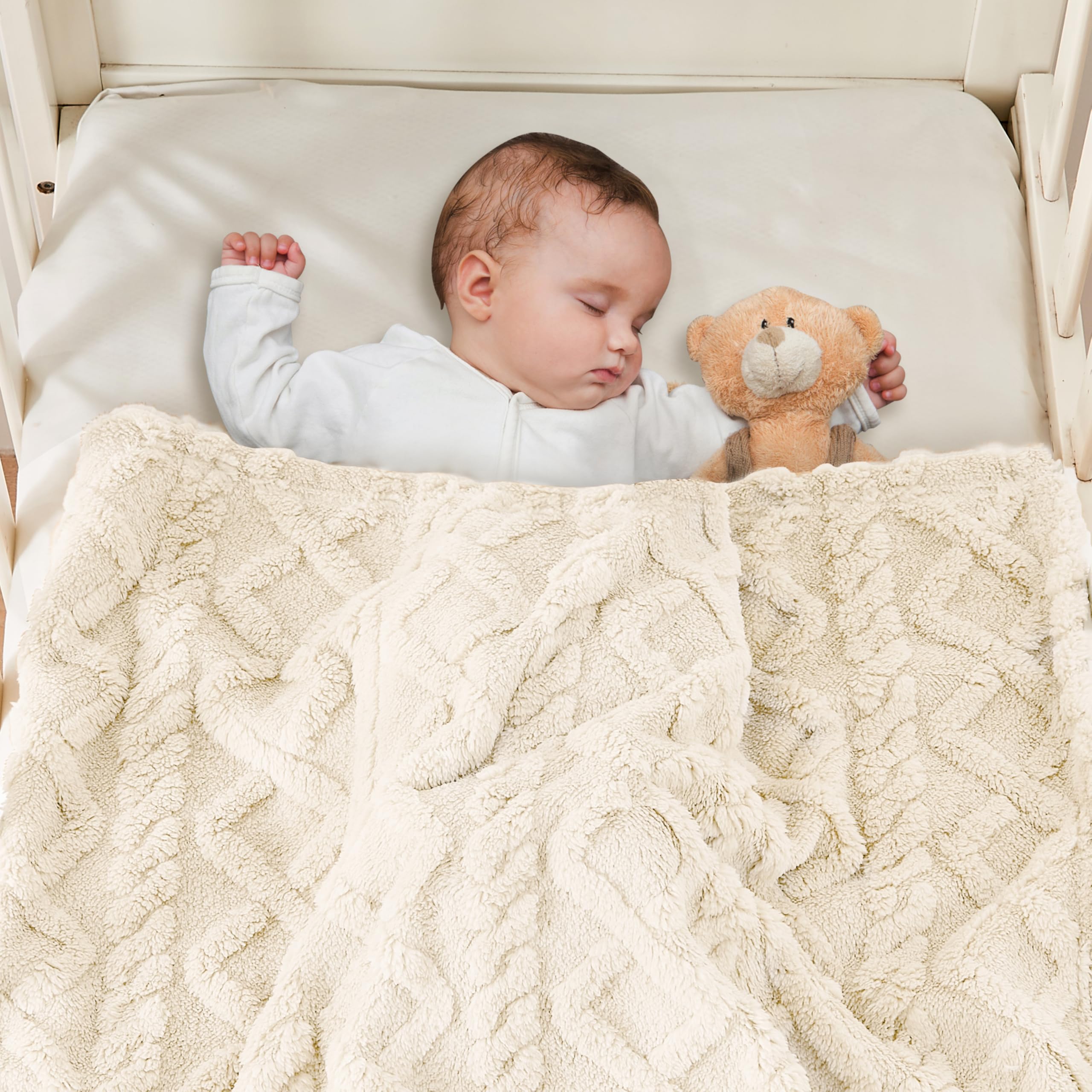 Yurhap Sherpa fleece blanket shows soft plush texture for cozy infant sleep