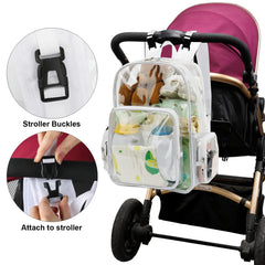 Yusudan clear diaper bag insulated bottle pockets keep bottles at a stable temperature.