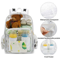 Yusudan clear diaper bag top opening enables easy packing and retrieval.