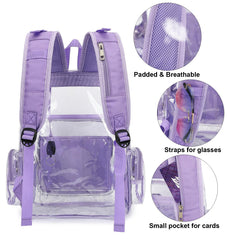 Yusudan clear diaper bag backpack lavender purple organized interior helps locate items fast.