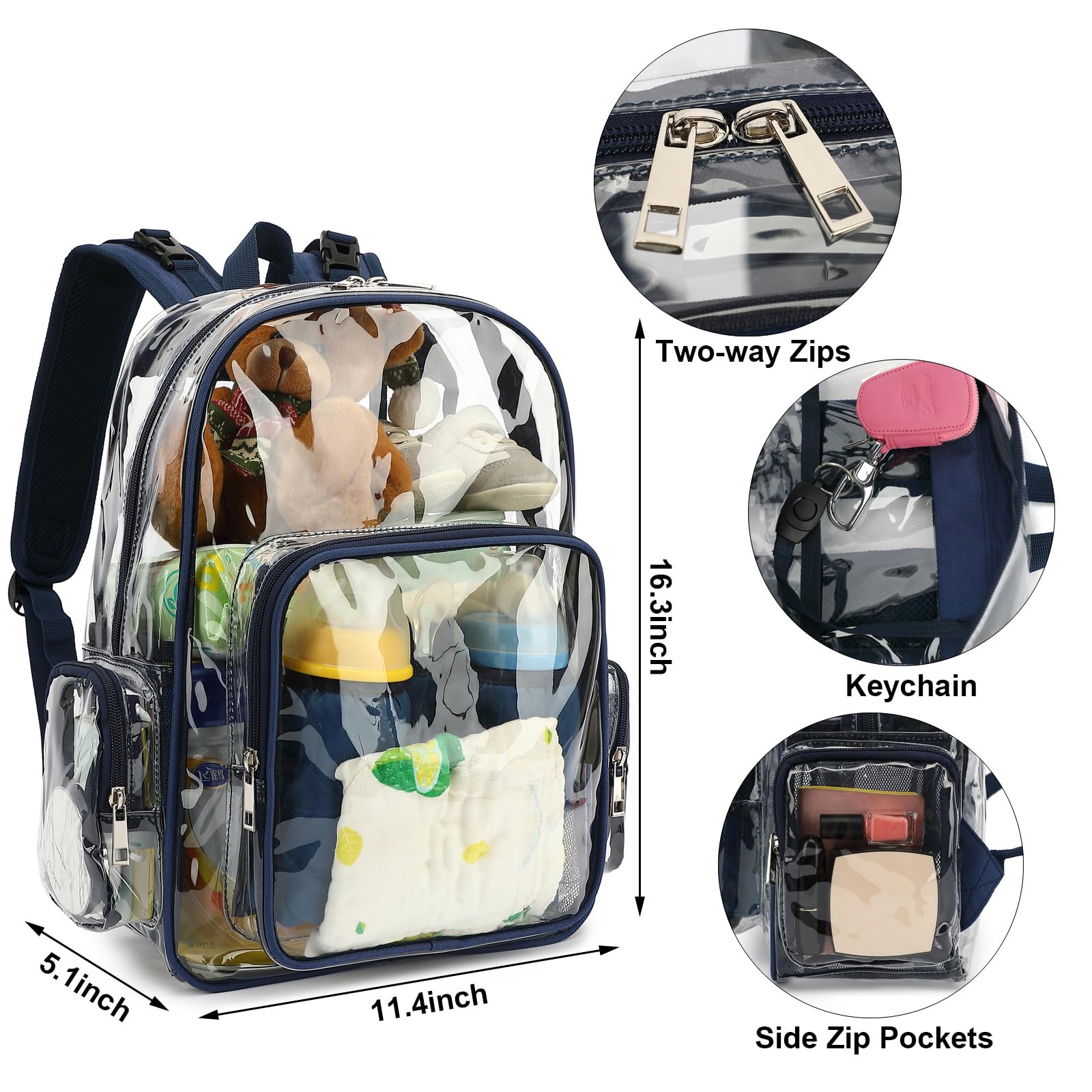 Yusudan Clear Diaper Bag Backpack waterproof material protects contents.