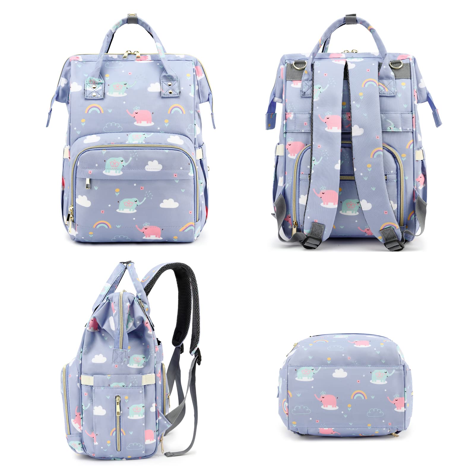 Yusudan Elephant Diaper Backpack comfortable carry for all-day wear.
