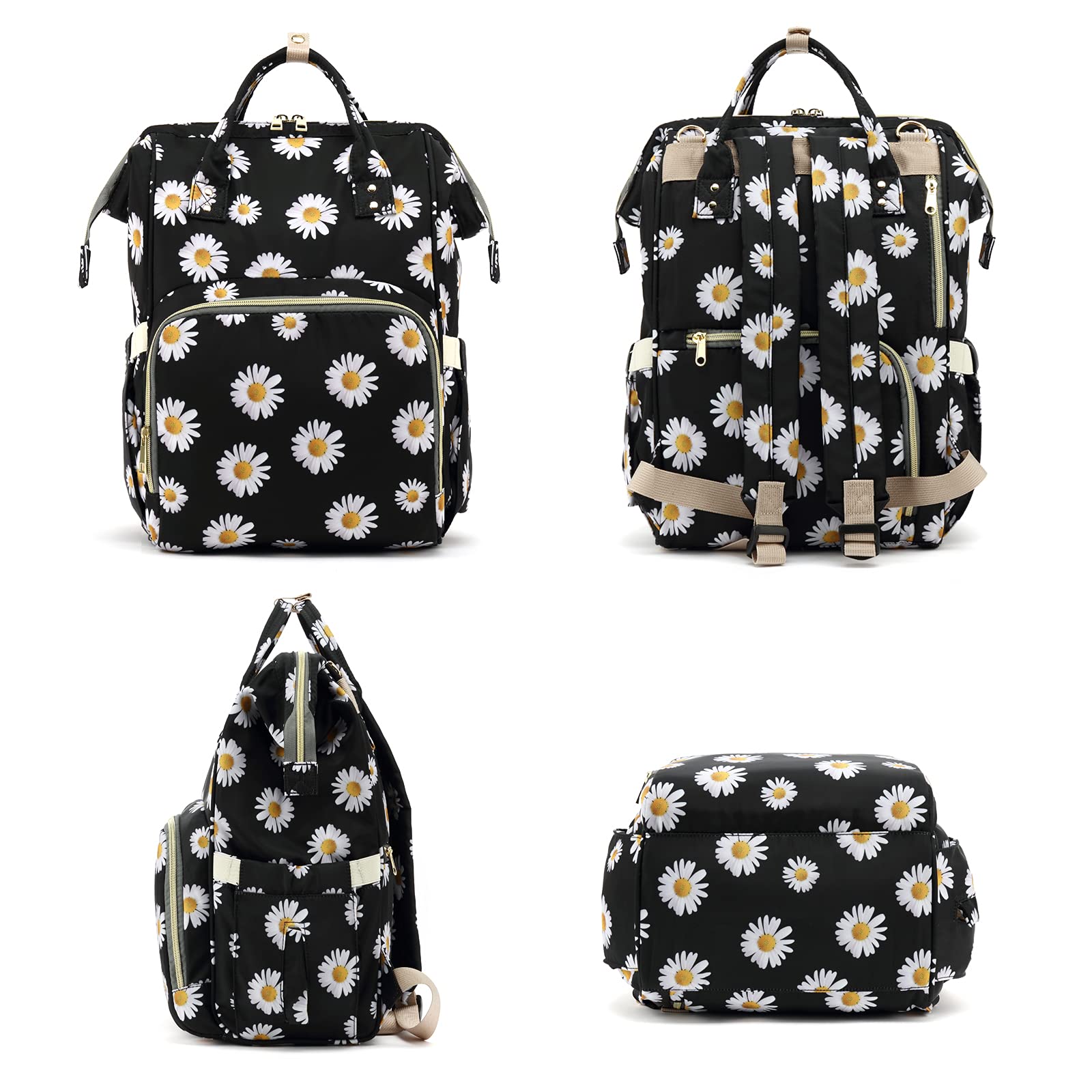 Yusudan Floral Diaper Bag Backpack worn during mom-and-baby outings for versatile daily use