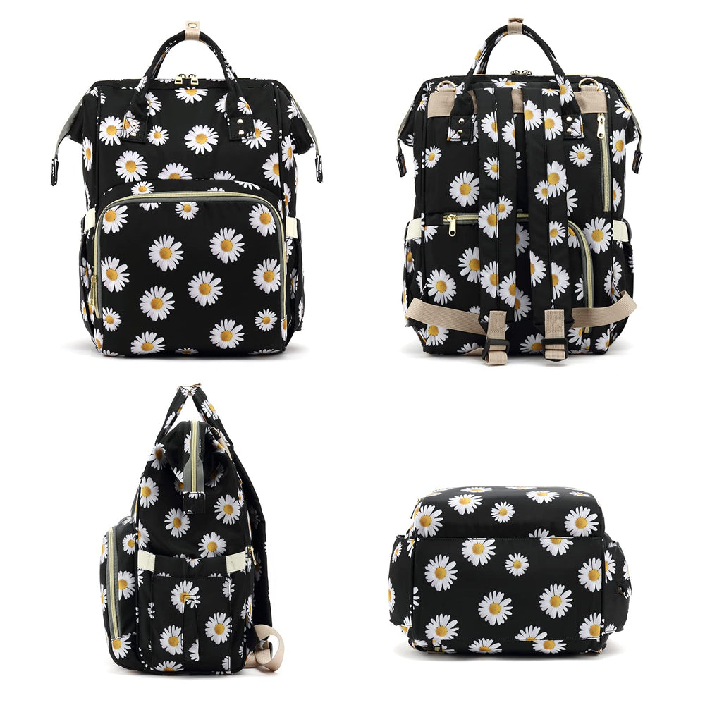 Yusudan Floral Diaper Bag Backpack worn during mom-and-baby outings for versatile daily use
