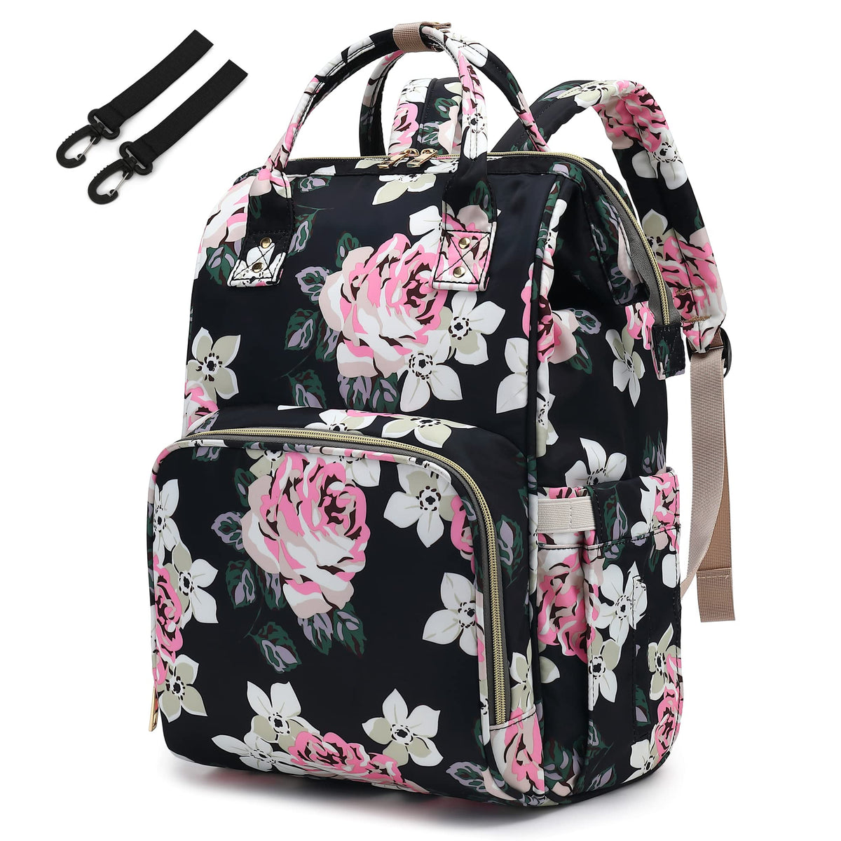 Yusudan floral diaper bag backpack keeps baby essentials organized for moms on the go