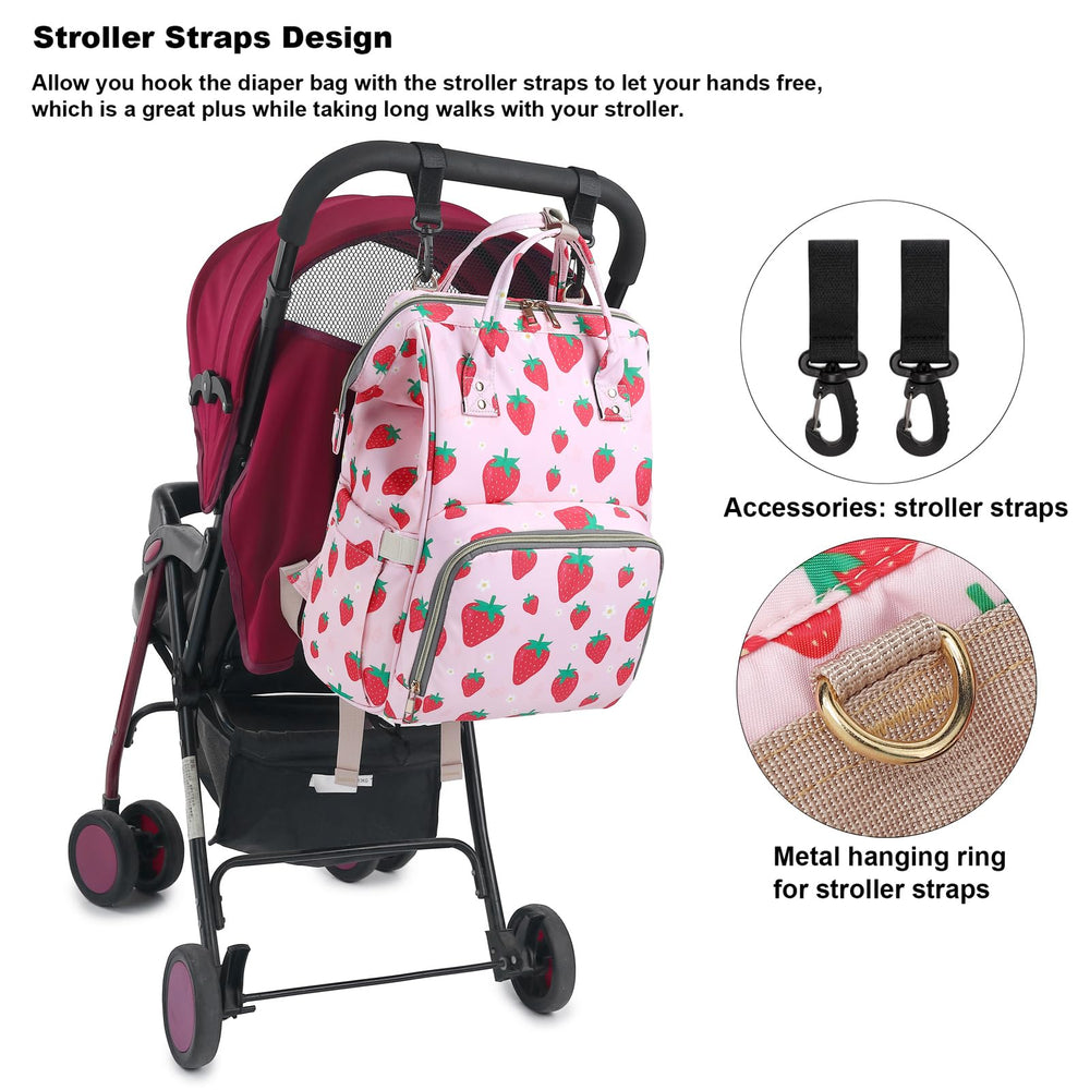 Yusudan Strawberry diaper bag backpack, dimensions for daily use