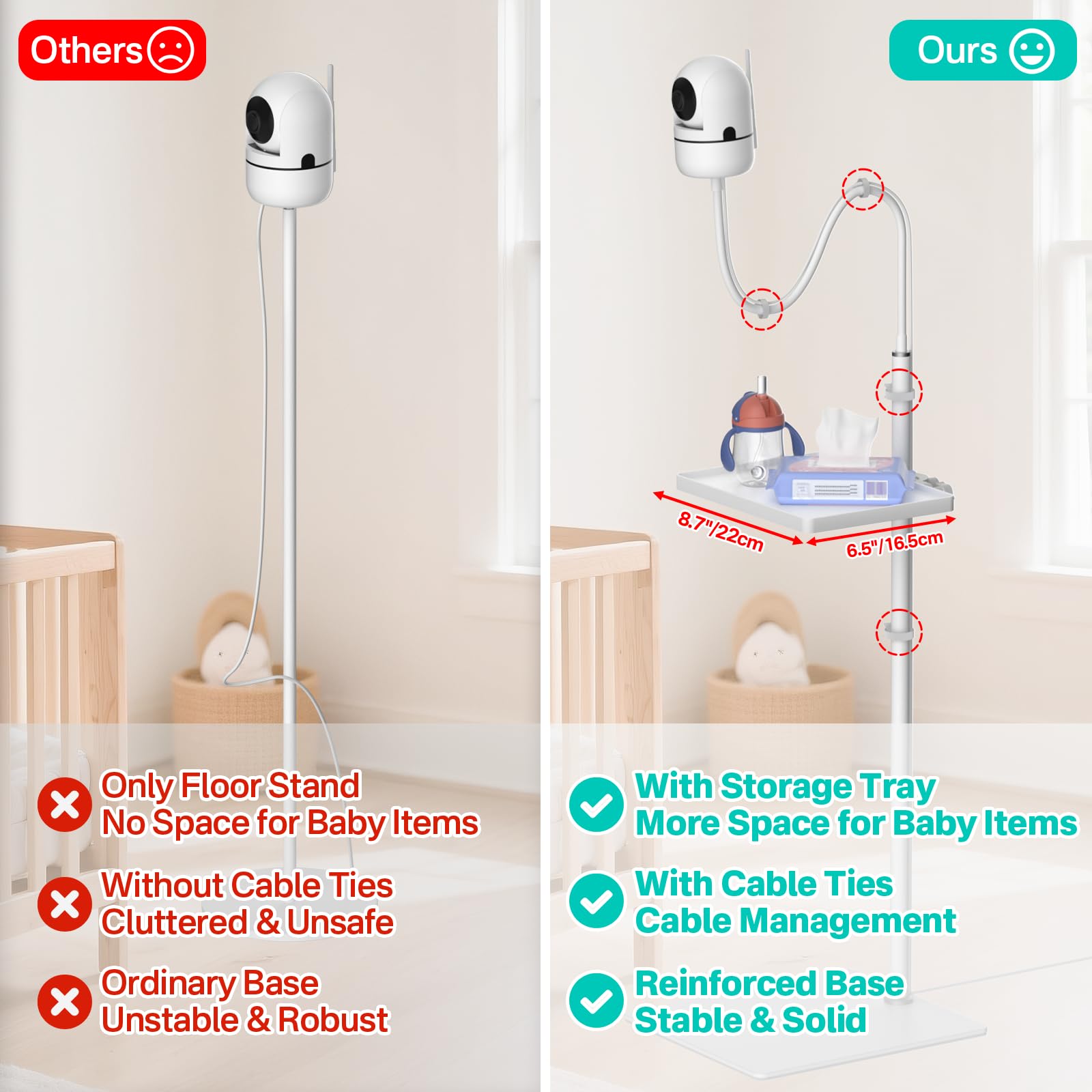 Yususipa gooseneck arm provides versatile viewing angles for baby monitoring