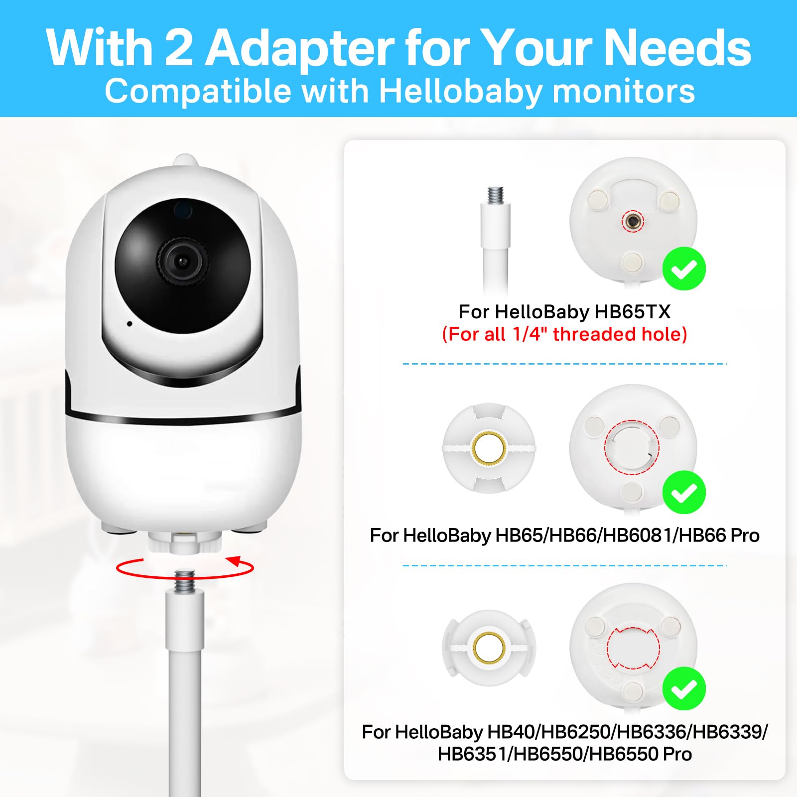 Yususipa adapters included for multiple Hello Baby HB models.