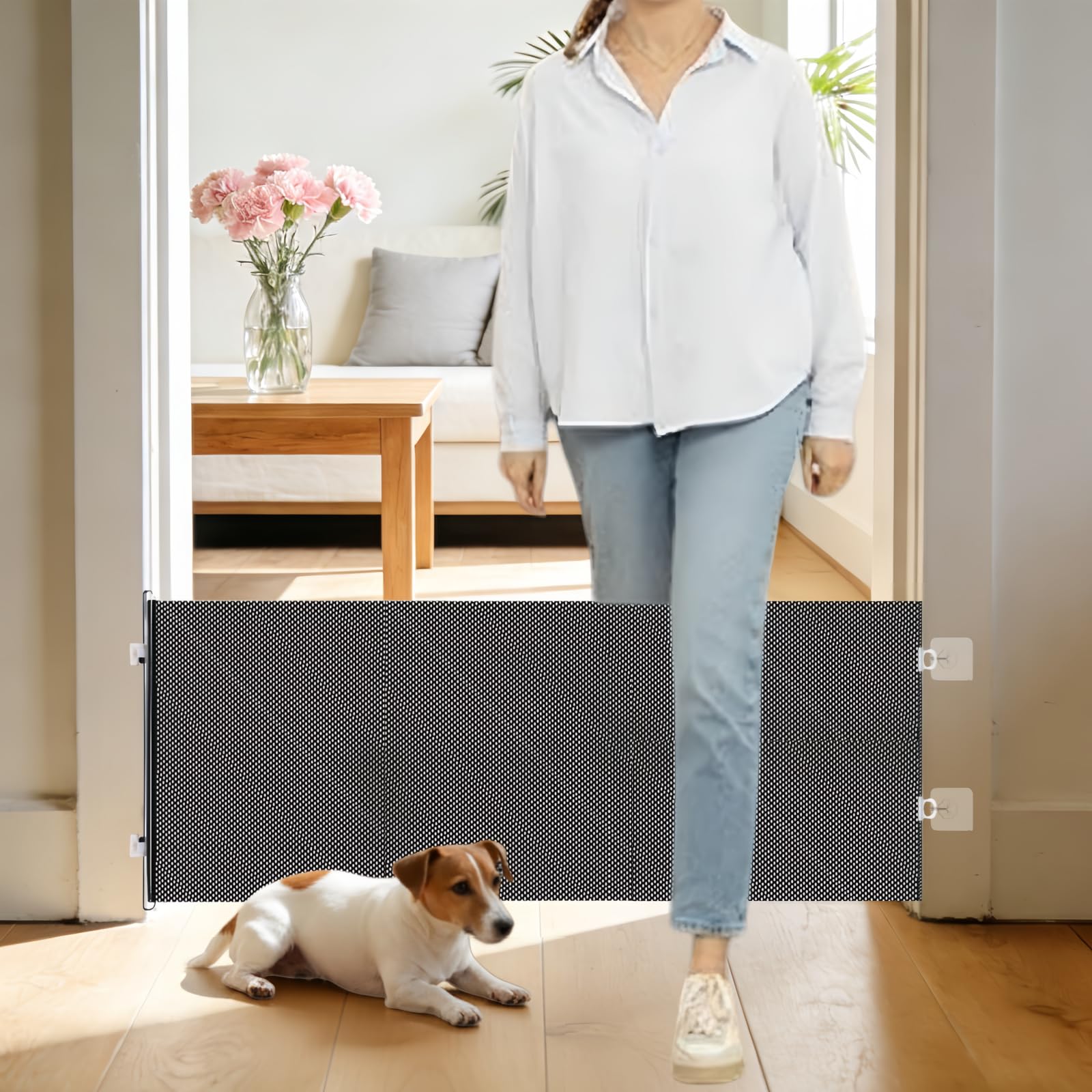 Yuyingji 14-inch step-over retractable gate for doorways offers easy access and secure containment.