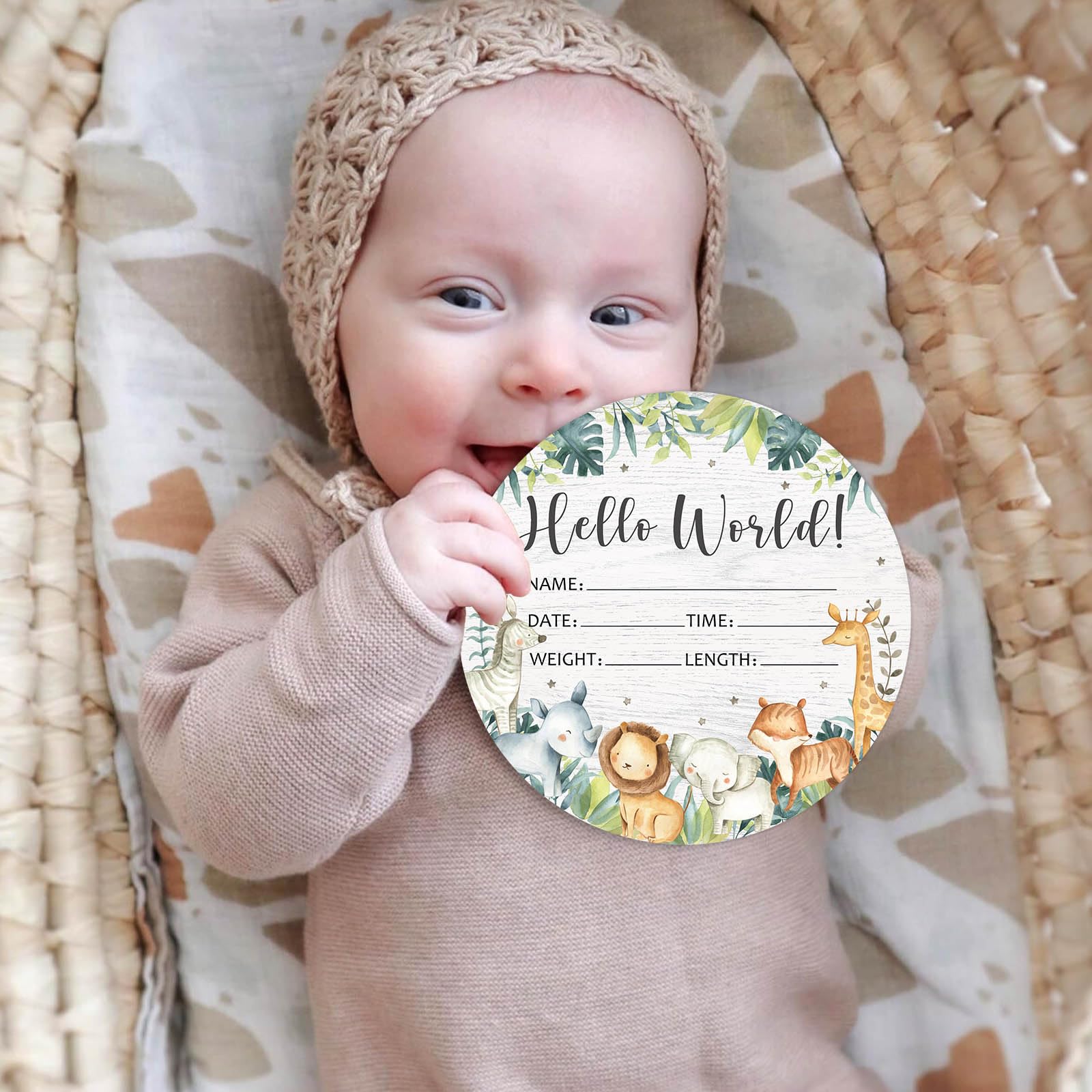Yuzioey birth stats sign closeup showing wooden keepsake