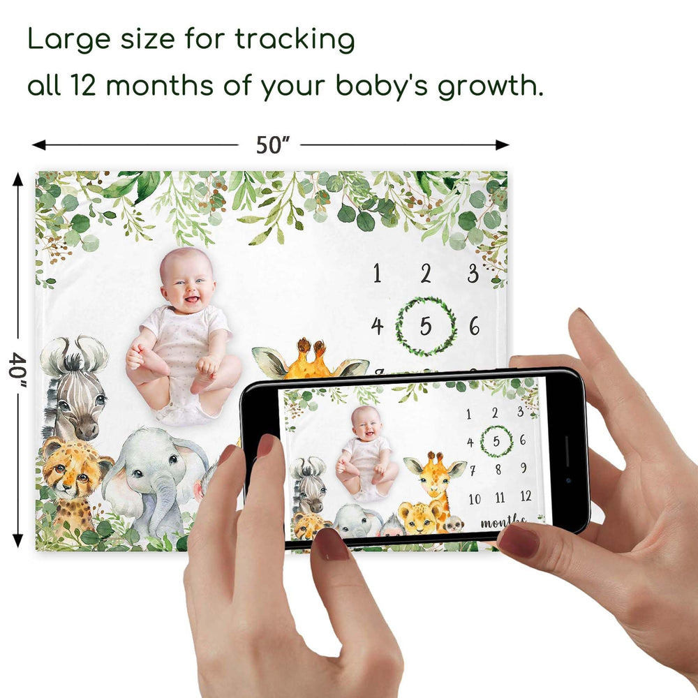 Yuzioey jungle growth chart background perfect for monthly baby photos and keepsakes.