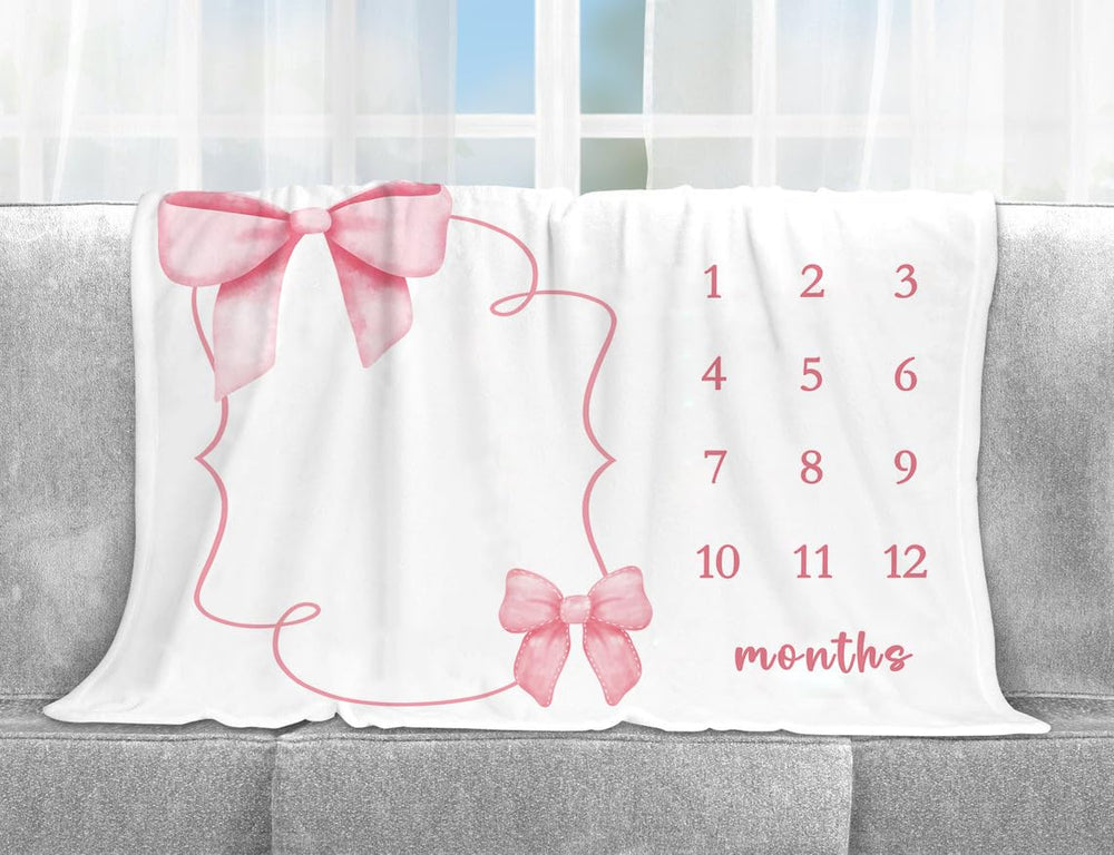 Yuzioey milestone blanket used as crib mat and nursery decor