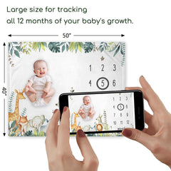 Yuzioey Safari milestone blanket back white for versatile styling