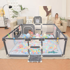 YVDRG playpen with breathable mesh walls for safe visibility and airflow.