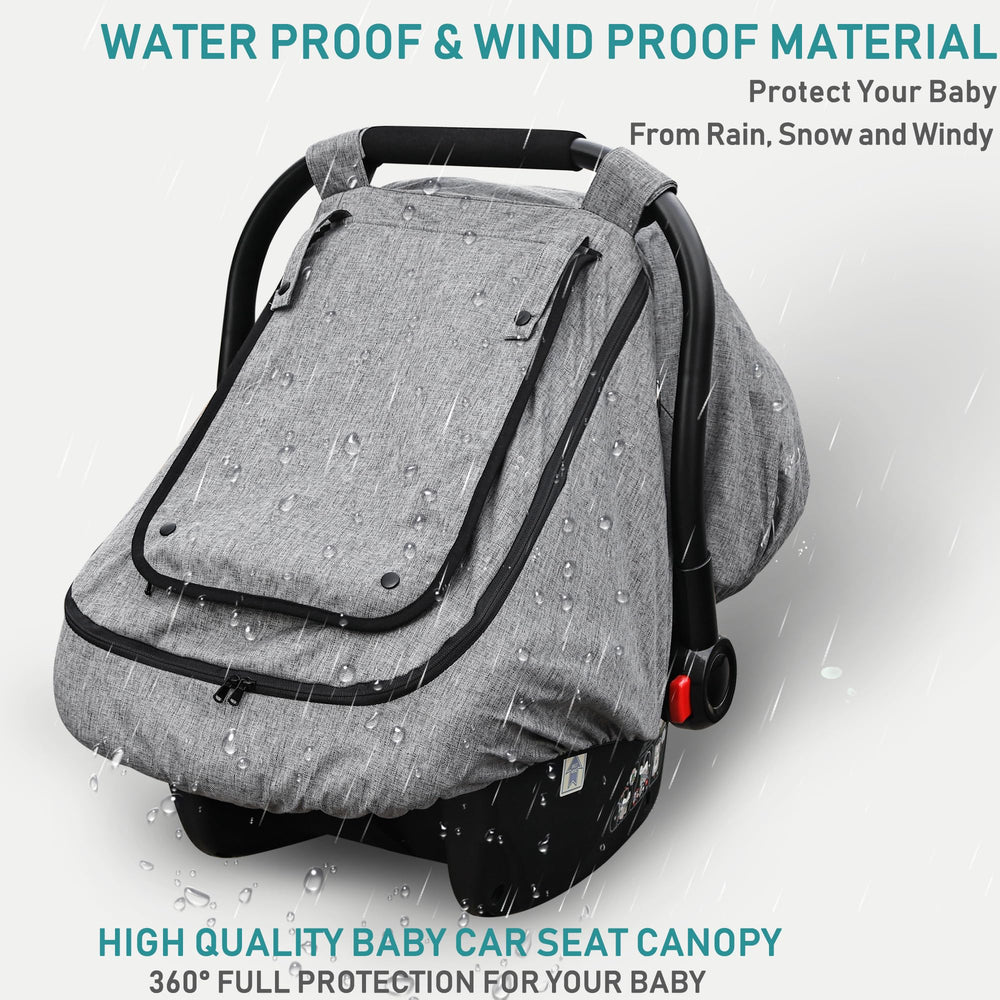 YVMVDV windproof car seat canopy shields baby from cool breeze.