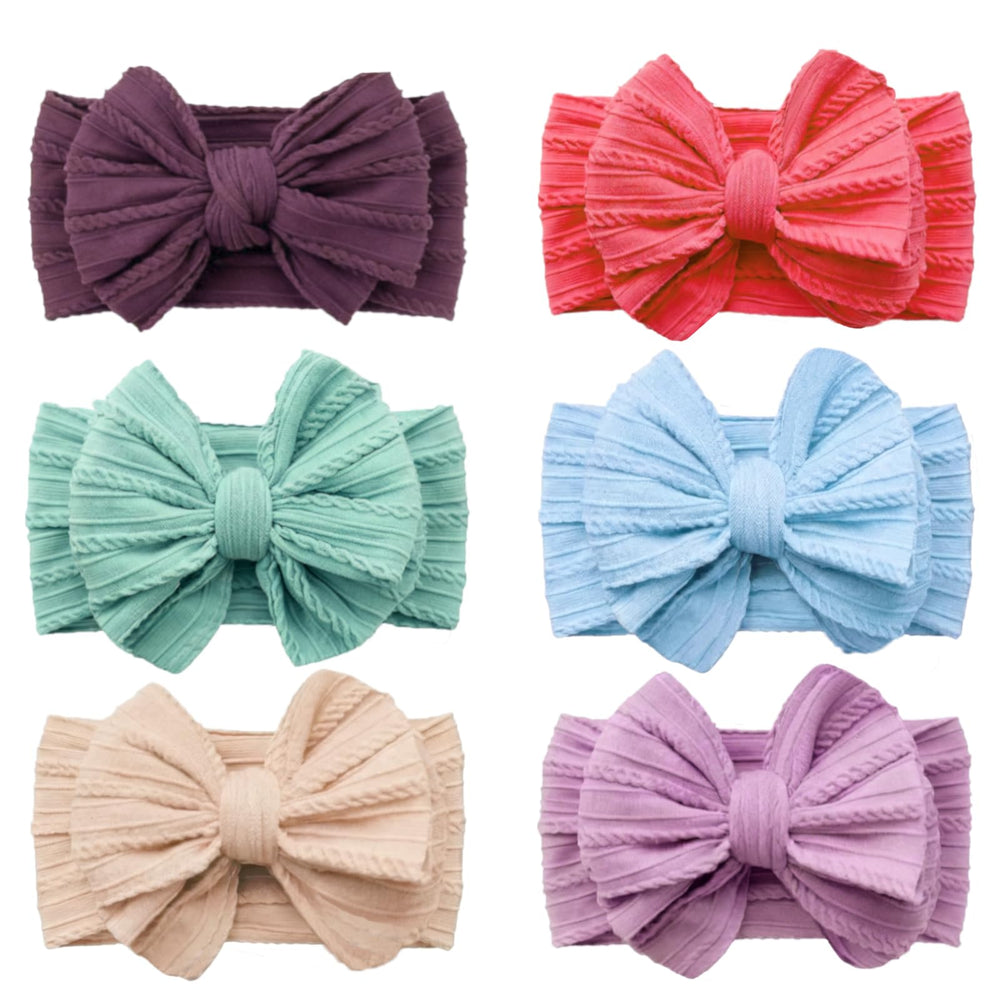 YWAOAIJD baby bows headbands in six colors with soft elastic comfort.
