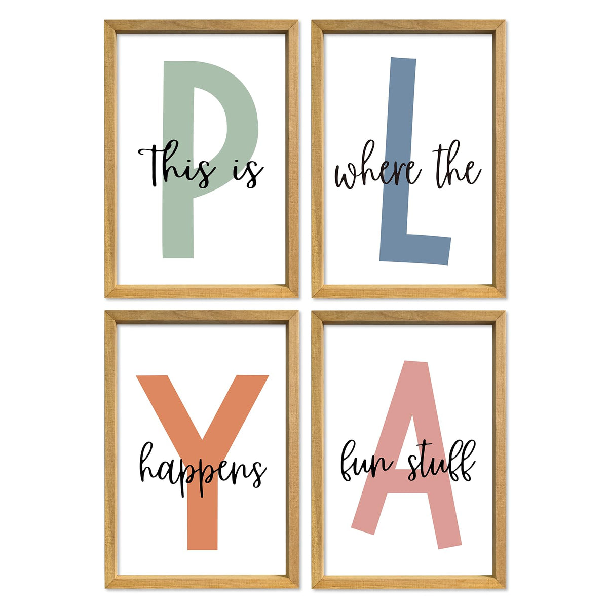 YWJKWLGS this is where the fun stuff happens four-piece wall art set, bright decor