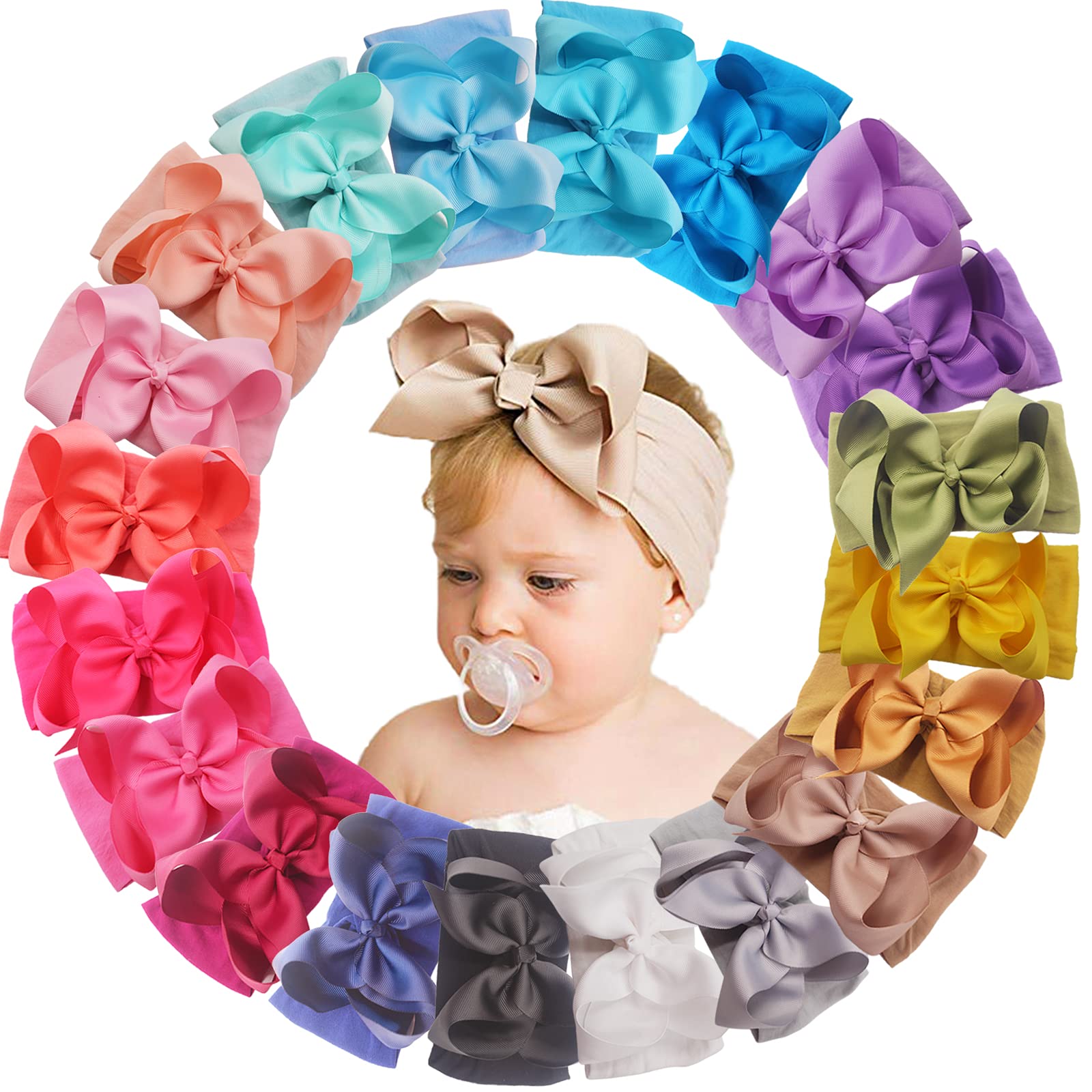 Yxiang baby headband with a navy 6-inch bow for cute everyday outfits.